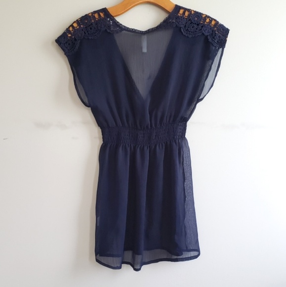 Xhilaration Sheer Top with Crochet Shoulders XS - Picture 4 of 4